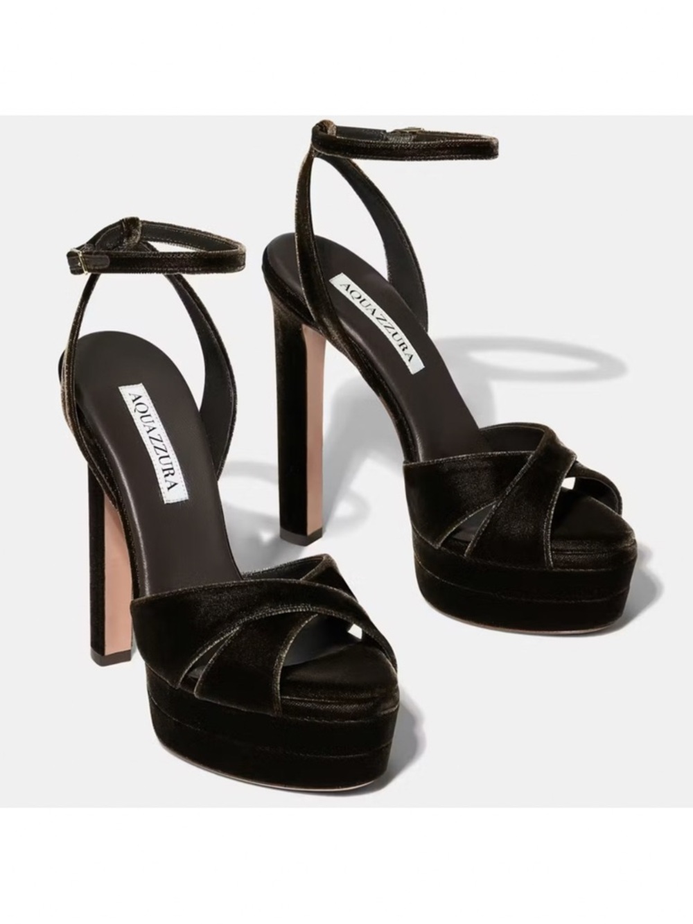 Worn once AQUAZZURA Divine 130 velvet platform sandals $1,150 36.5